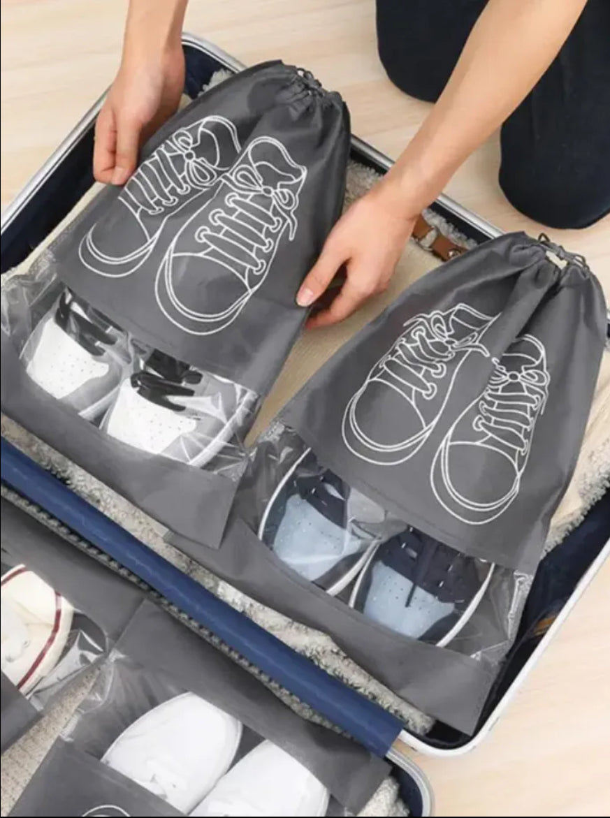 (Pack of 6) High Quality Travel Shoes Storage bag with clear window non-woven with PVC Bag