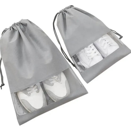 (Pack of 6) High Quality Travel Shoes Storage bag with clear window non-woven with PVC Bag